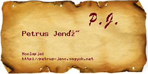 Petrus Jenő névjegykártya